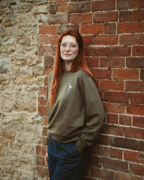 Ghoulish Ghost Embroidered Blended Organic Sweatshirt