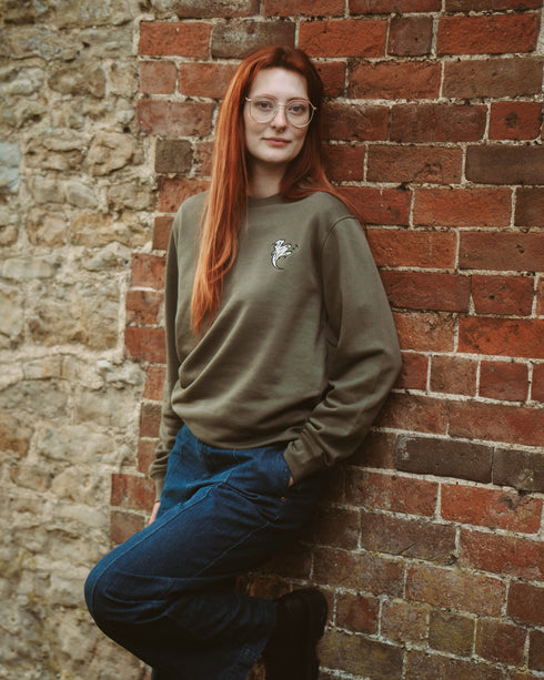 Ghoulish Ghost Embroidered Blended Organic Sweatshirt