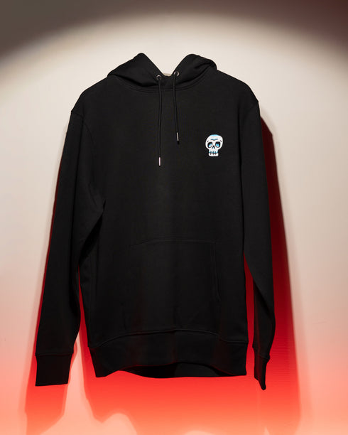 Blue Skull Embroidered Relaxed Organic Hoodie