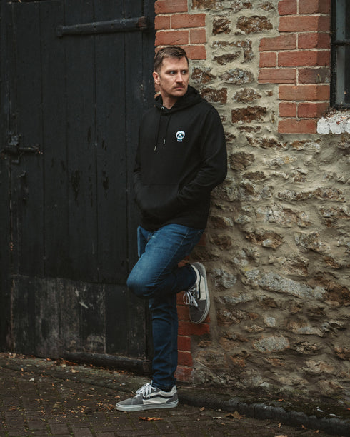 Blue Skull Embroidered Relaxed Organic Hoodie