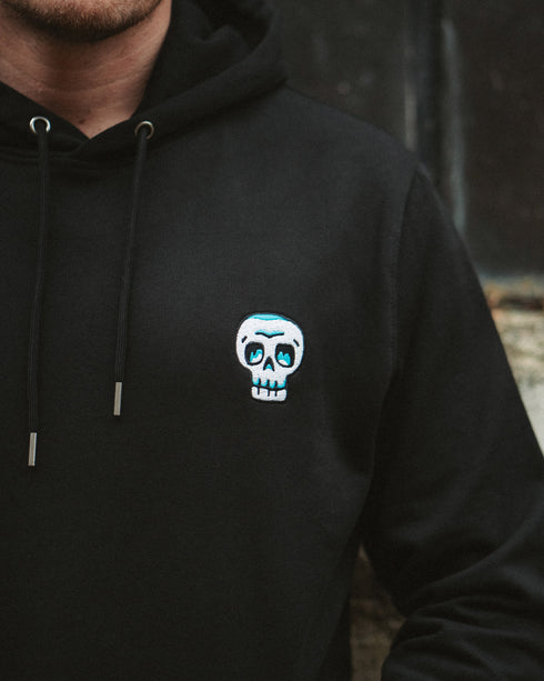 Blue Skull Embroidered Relaxed Organic Hoodie