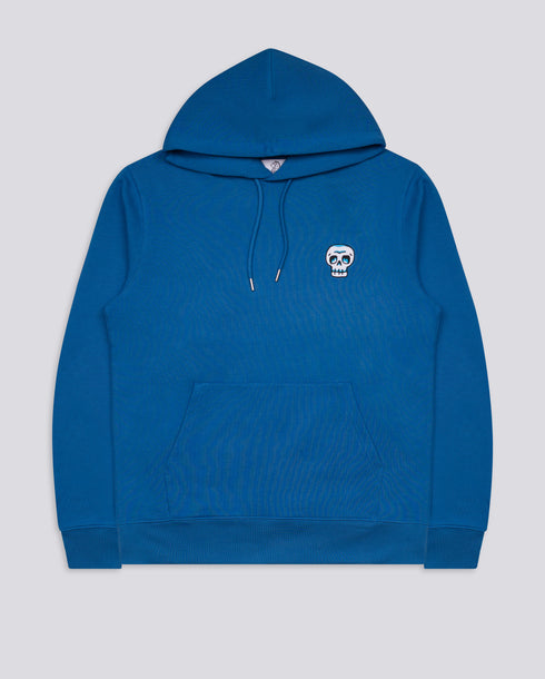 Blue Skull Embroidered Relaxed Organic Hoodie