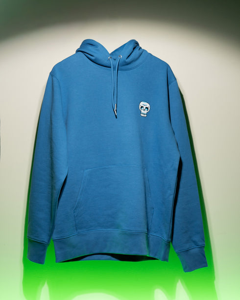 Blue Skull Embroidered Relaxed Organic Hoodie