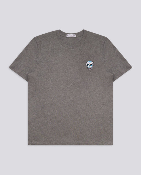 Blue Skull Embroidered Classic Organic T-Shirt
