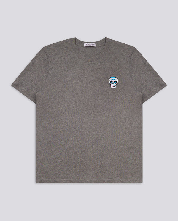 Blue Skull Embroidered Classic Organic T-Shirt