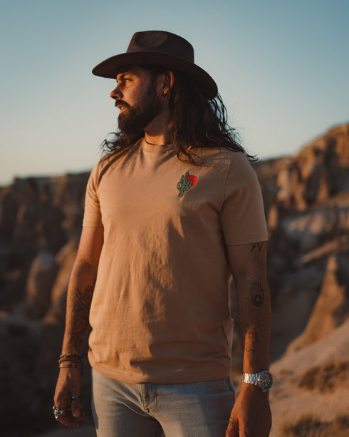 Cactus / Sun Embroidered Classic Organic T-Shirt