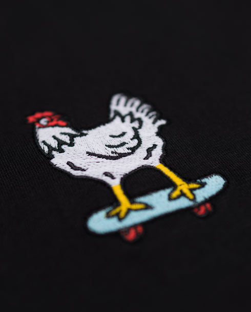 Chicken on a Skateboard Embroidered Classic Organic T-Shirt