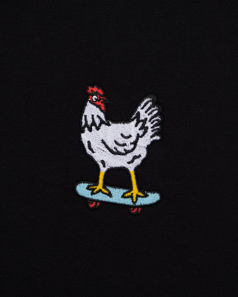Chicken on a Skateboard Embroidered Classic Organic T-Shirt