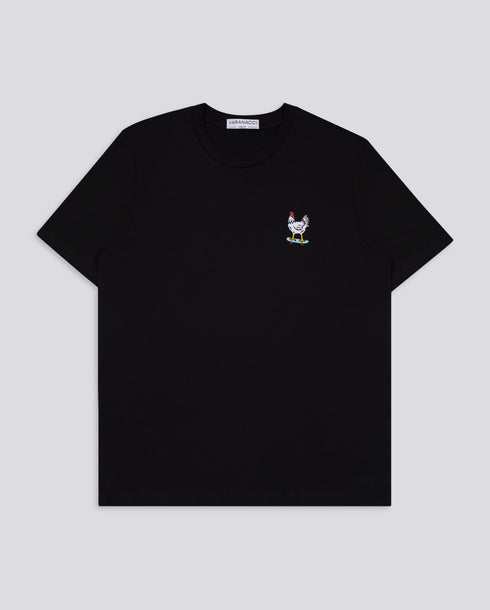 Chicken on a Skateboard Embroidered Classic Organic T-Shirt