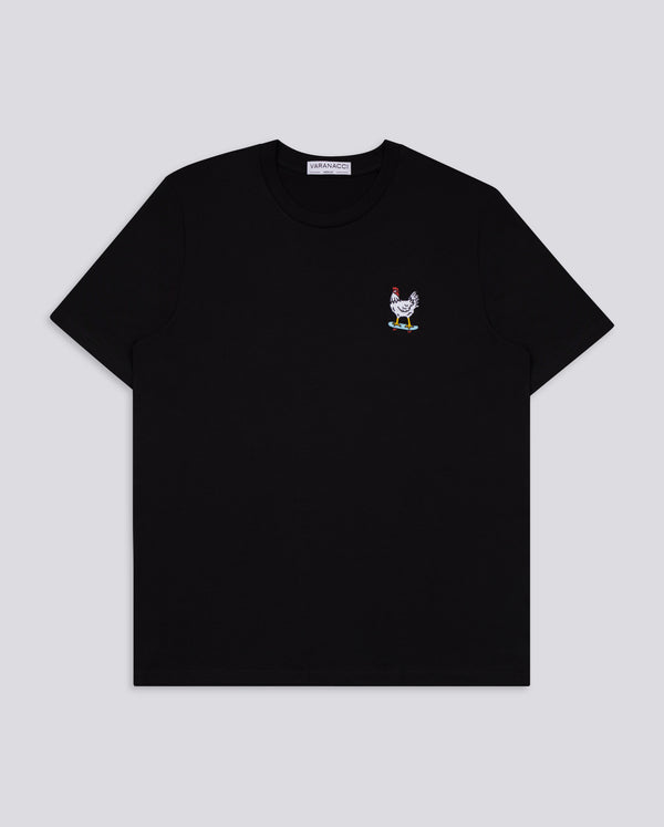 Chicken on a Skateboard Embroidered Classic Organic T-Shirt