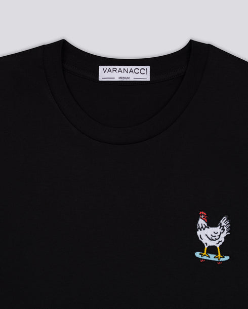 Chicken on a Skateboard Embroidered Classic Organic T-Shirt