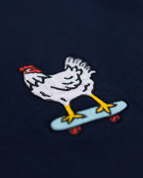 Chicken on a Skateboard Embroidered Classic Organic T-Shirt