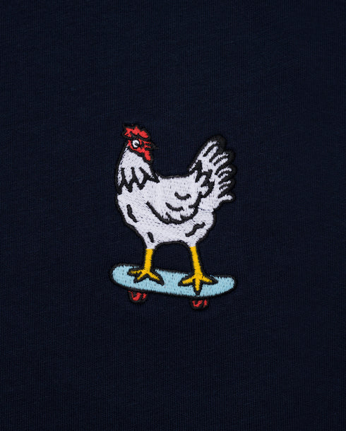 Chicken on a Skateboard Embroidered Classic Organic T-Shirt