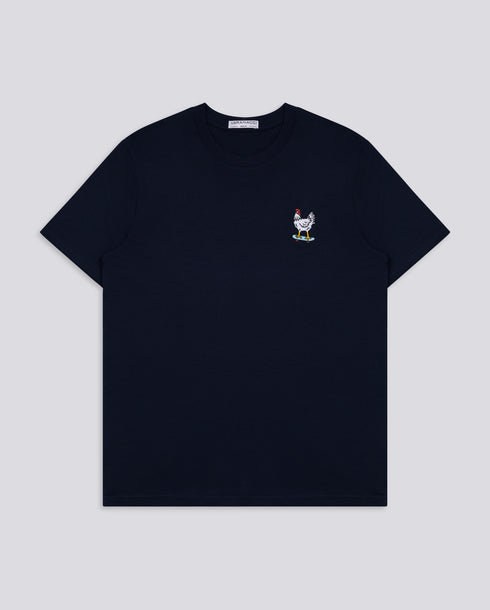 Chicken on a Skateboard Embroidered Classic Organic T-Shirt