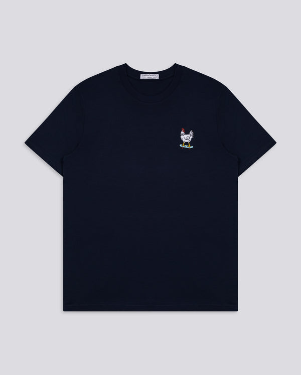 Chicken on a Skateboard Embroidered Classic Organic T-Shirt
