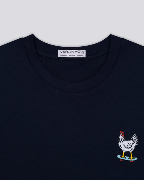 Chicken on a Skateboard Embroidered Classic Organic T-Shirt