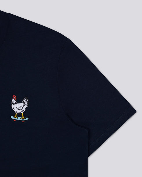 Chicken on a Skateboard Embroidered Classic Organic T-Shirt