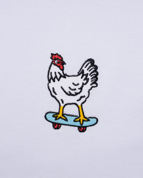 Chicken on a Skateboard Embroidered Classic Organic T-Shirt