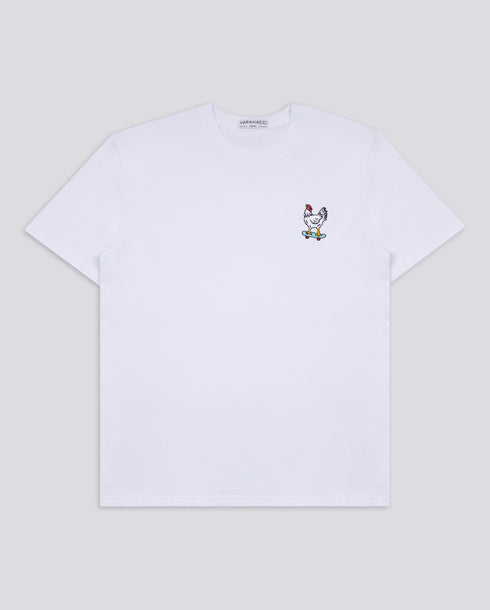 Chicken on a Skateboard Embroidered Classic Organic T-Shirt