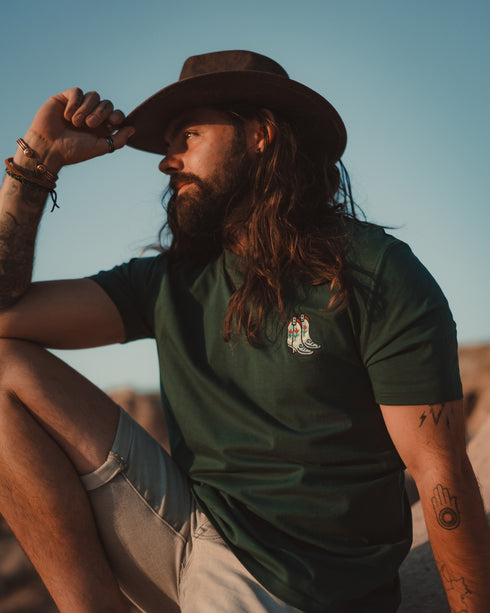 Cowboy Boots Embroidered Classic Organic T-Shirt