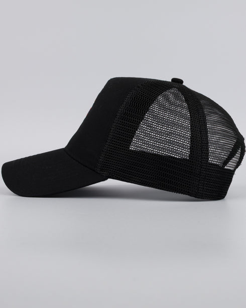 Day of the Dead Skull Embroidered Trucker Cap - Black