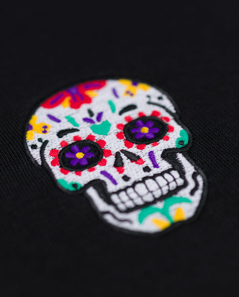 Day of the Dead Skull Embroidered Blended Organic Sweatshirt