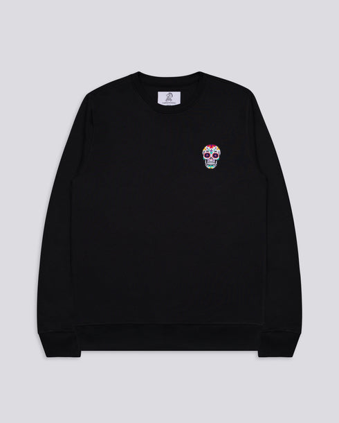 Day of the Dead Skull Embroidered Blended Organic Sweatshirt