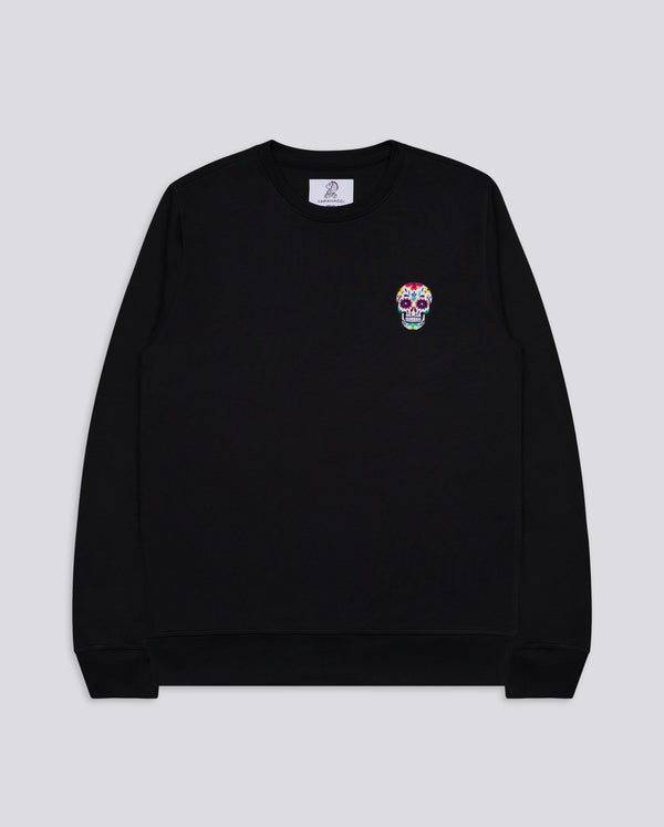 Day of the Dead Skull Embroidered Blended Organic Sweatshirt