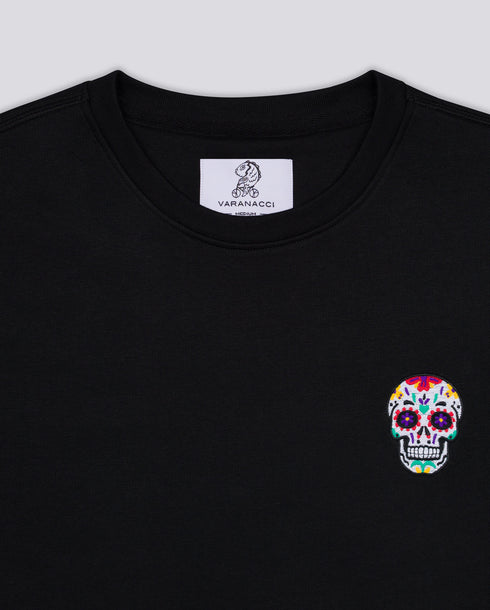Day of the Dead Skull Embroidered Blended Organic Sweatshirt