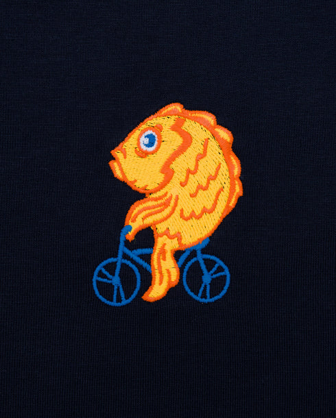 Fish on a Bike Embroidered Classic Organic T-Shirt
