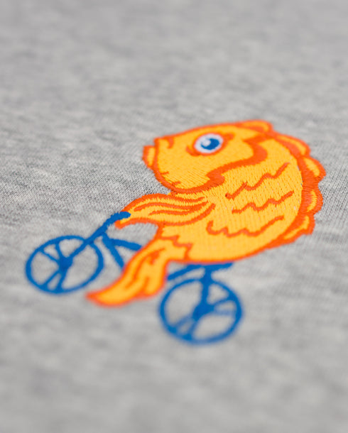 Fish on a Bike Embroidered Blended Organic Sweatshirt