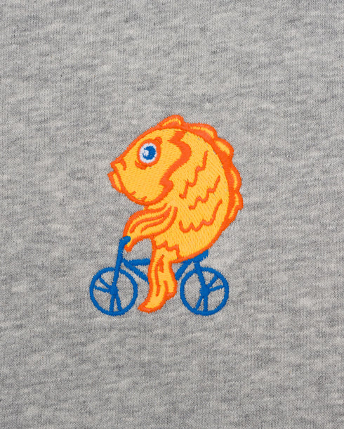 Fish on a Bike Embroidered Blended Organic Sweatshirt