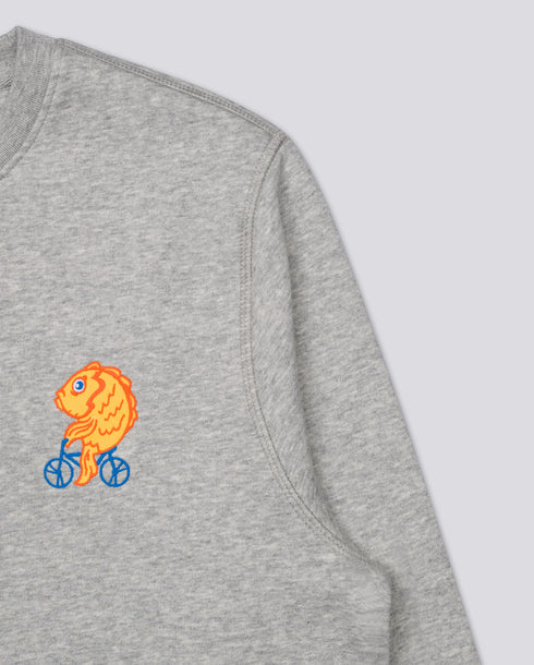 Fish on a Bike Embroidered Blended Organic Sweatshirt