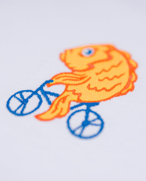 Fish on a Bike Embroidered Classic Organic T-Shirt