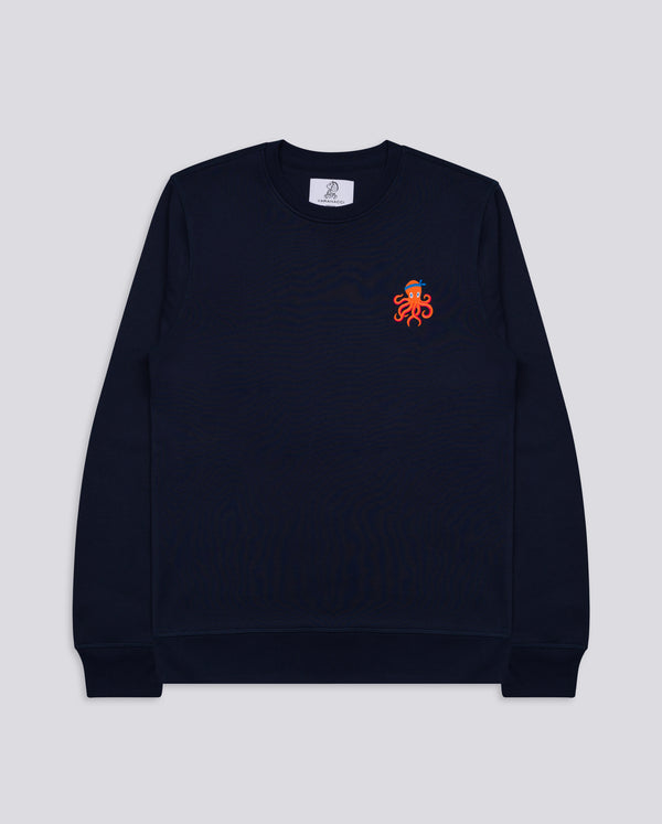 Octopus Embroidered Blended Organic Sweatshirt