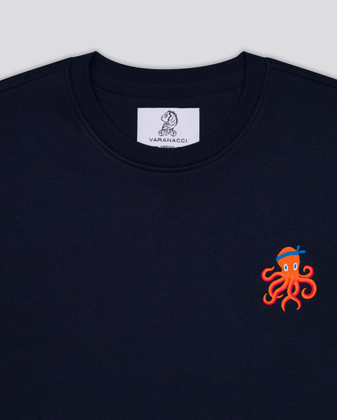 Octopus Embroidered Blended Organic Sweatshirt