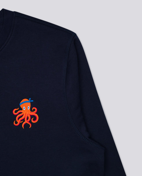 Octopus Embroidered Blended Organic Sweatshirt