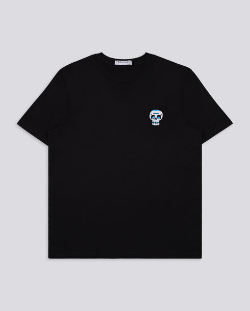 Blue Skull Embroidered Classic Organic T-Shirt
