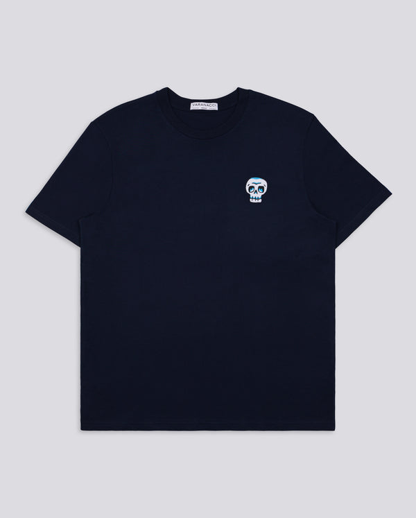 Blue Skull Embroidered Classic Organic T-Shirt