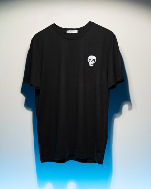 Blue Skull Embroidered Classic Organic T-Shirt