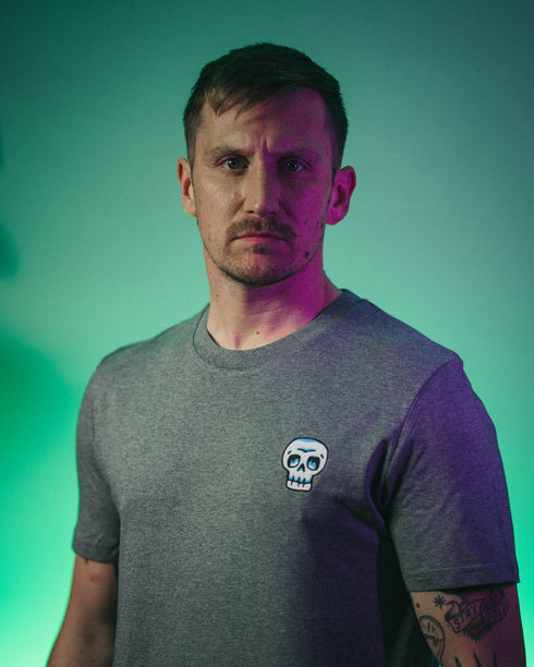 Blue Skull Embroidered Classic Organic T-Shirt