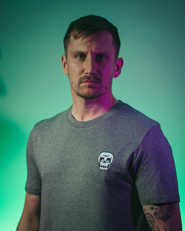 Blue Skull Embroidered Classic Organic T-Shirt