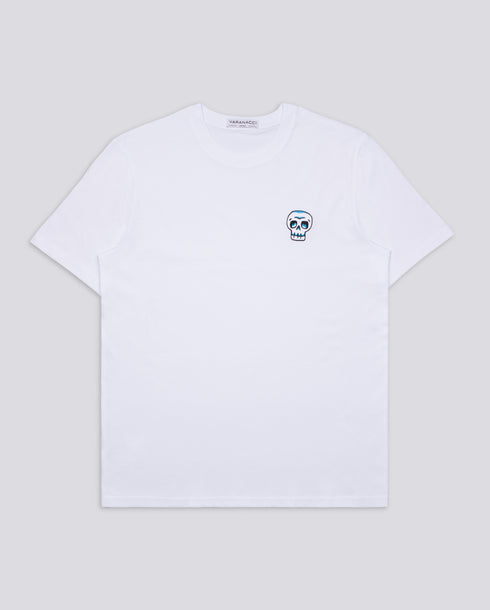 Blue Skull Embroidered Classic Organic T-Shirt