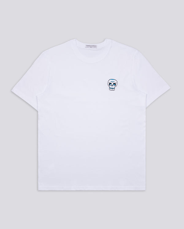 Blue Skull Embroidered Classic Organic T-Shirt