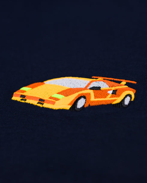 Sports Car Embroidered Classic Organic T-Shirt