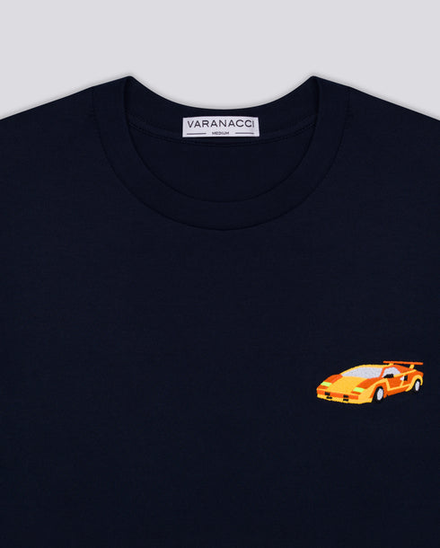 Sports Car Embroidered Classic Organic T-Shirt