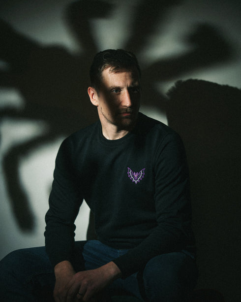 Vintage Bat Embroidered Blended Organic Sweatshirt