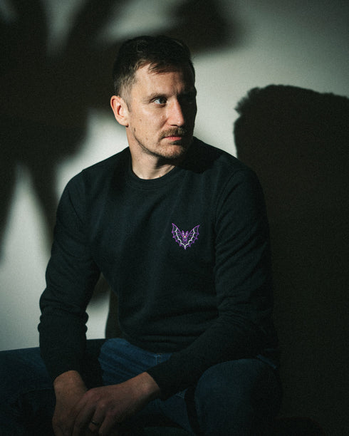 Vintage Bat Embroidered Blended Organic Sweatshirt