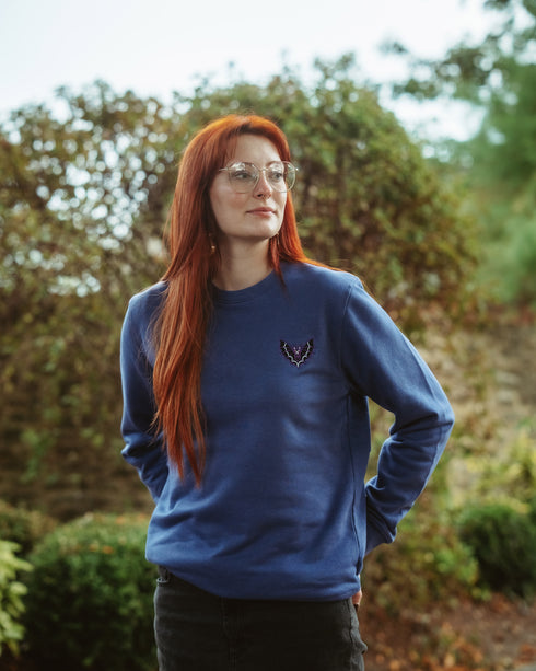 Vintage Bat Embroidered Blended Organic Sweatshirt