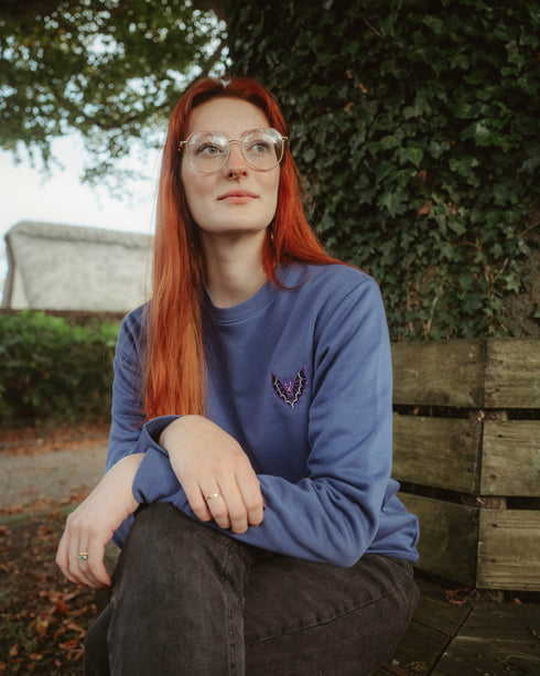 Vintage Bat Embroidered Blended Organic Sweatshirt